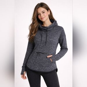 Gray Cowl Neck Pullover Hoodie